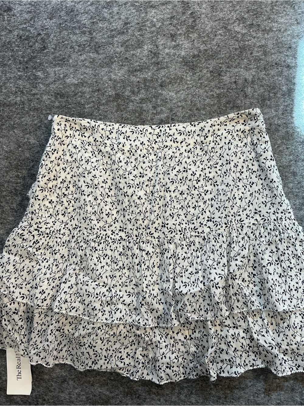 Ulla Johnson Cream and Black Printed Ruffle Tiered Skirt Size 4